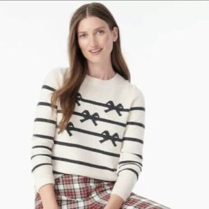 J.Crew cashmere sweater with stripe/bow pattern
